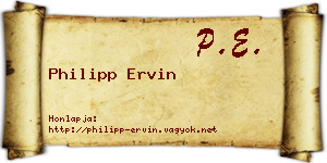 Philipp Ervin névjegykártya